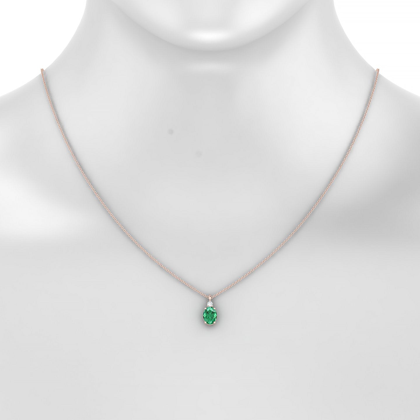 Sparkle | 18k Rose Gold 8 x 6 mm Oval Emerald Pendant