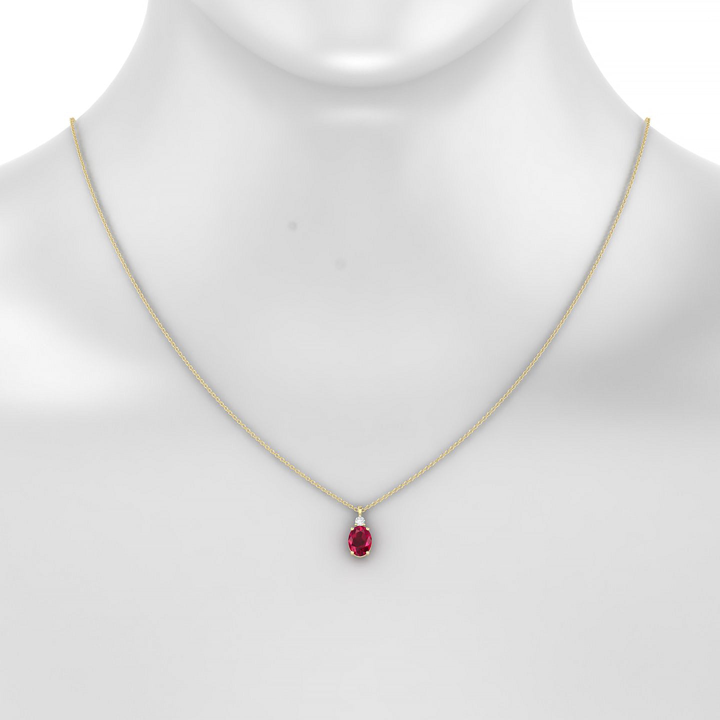 Sparkle | 18k Yellow Gold 8 x 6 mm Oval Ruby Pendant