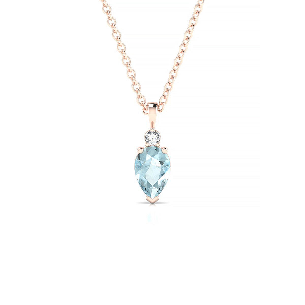 Sparkle | 18k Rose Gold 6 x 4 mm Pear Aquamarine Pendant