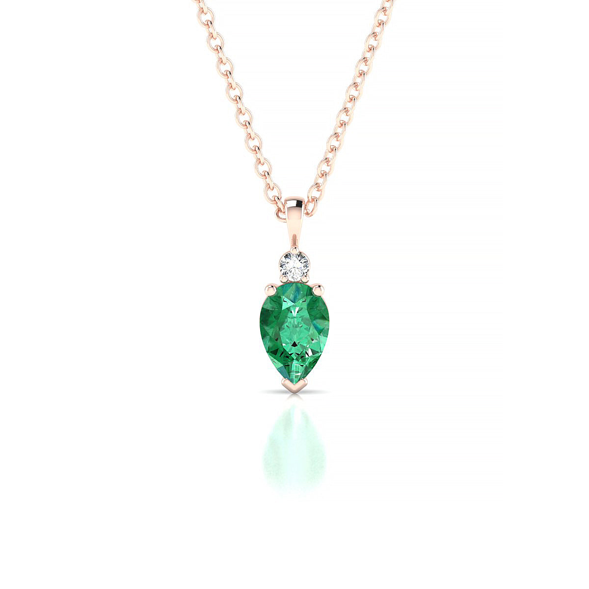 Sparkle | 18k Rose Gold 6 x 4 mm Pear Emerald Pendant