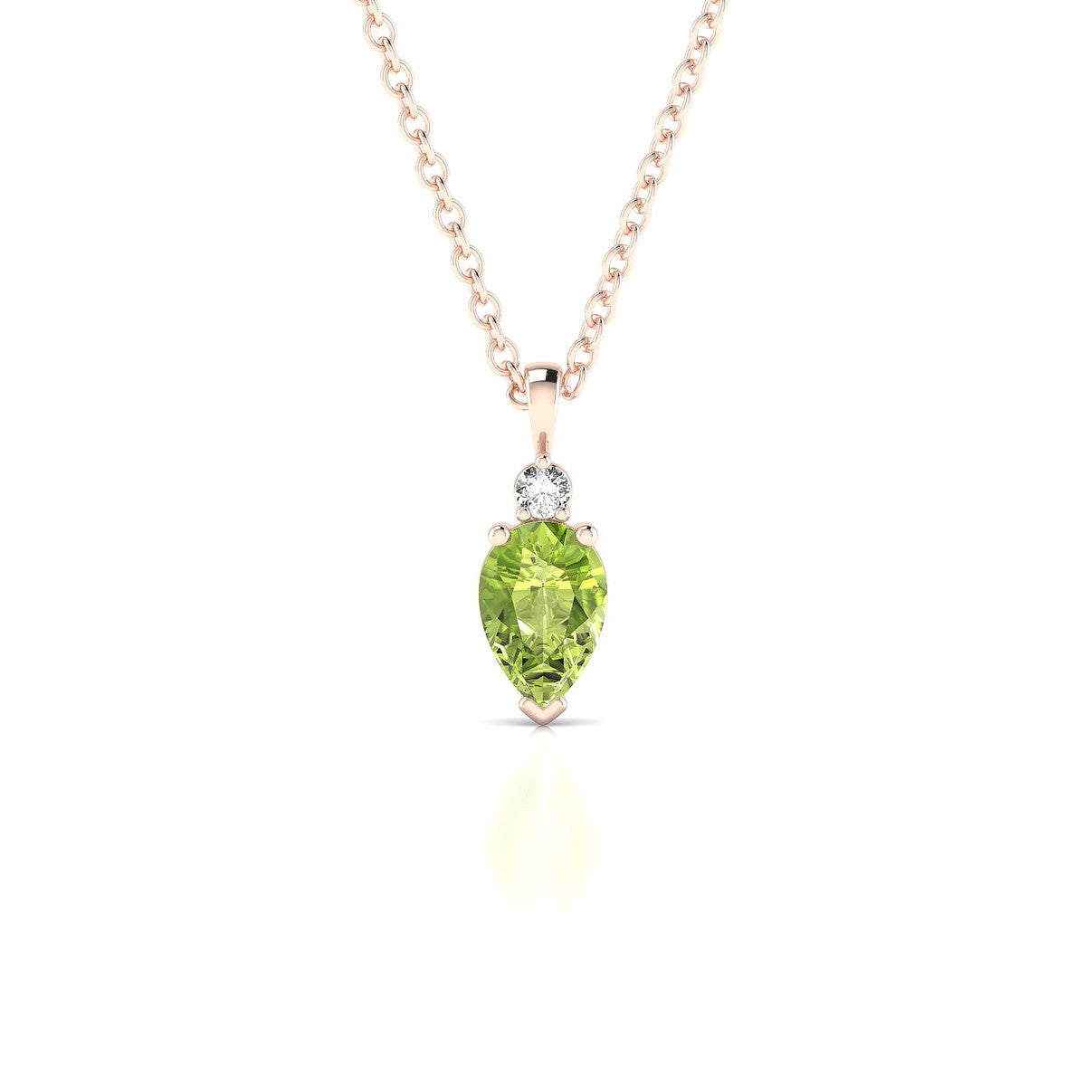 Sparkle | 18k Rose Gold 6 x 4 mm Pear Peridot Pendant