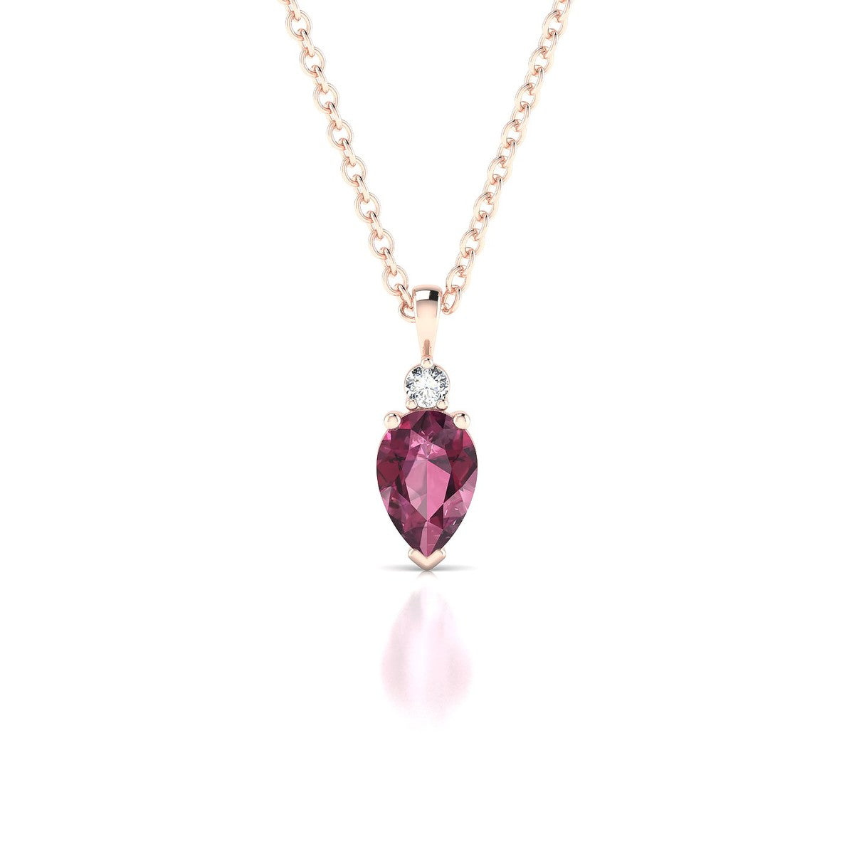 Sparkle | 18k Rose Gold 6 x 4 mm Pear Rhodolite Pendant