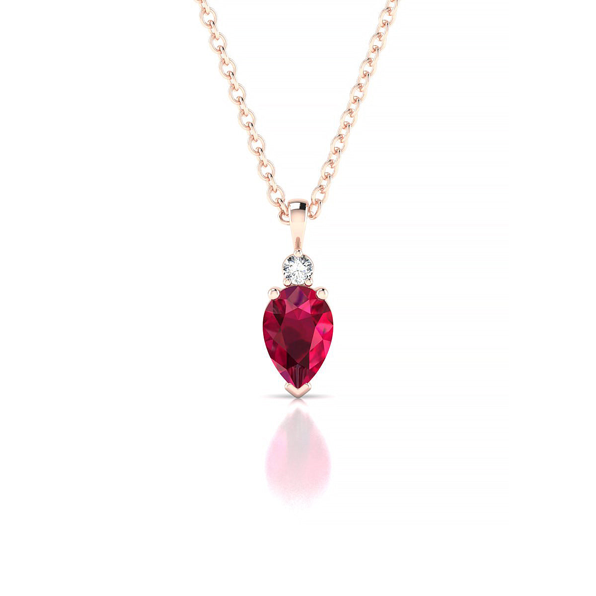 Sparkle | 18k Rose Gold 6 x 4 mm Pear Ruby Pendant