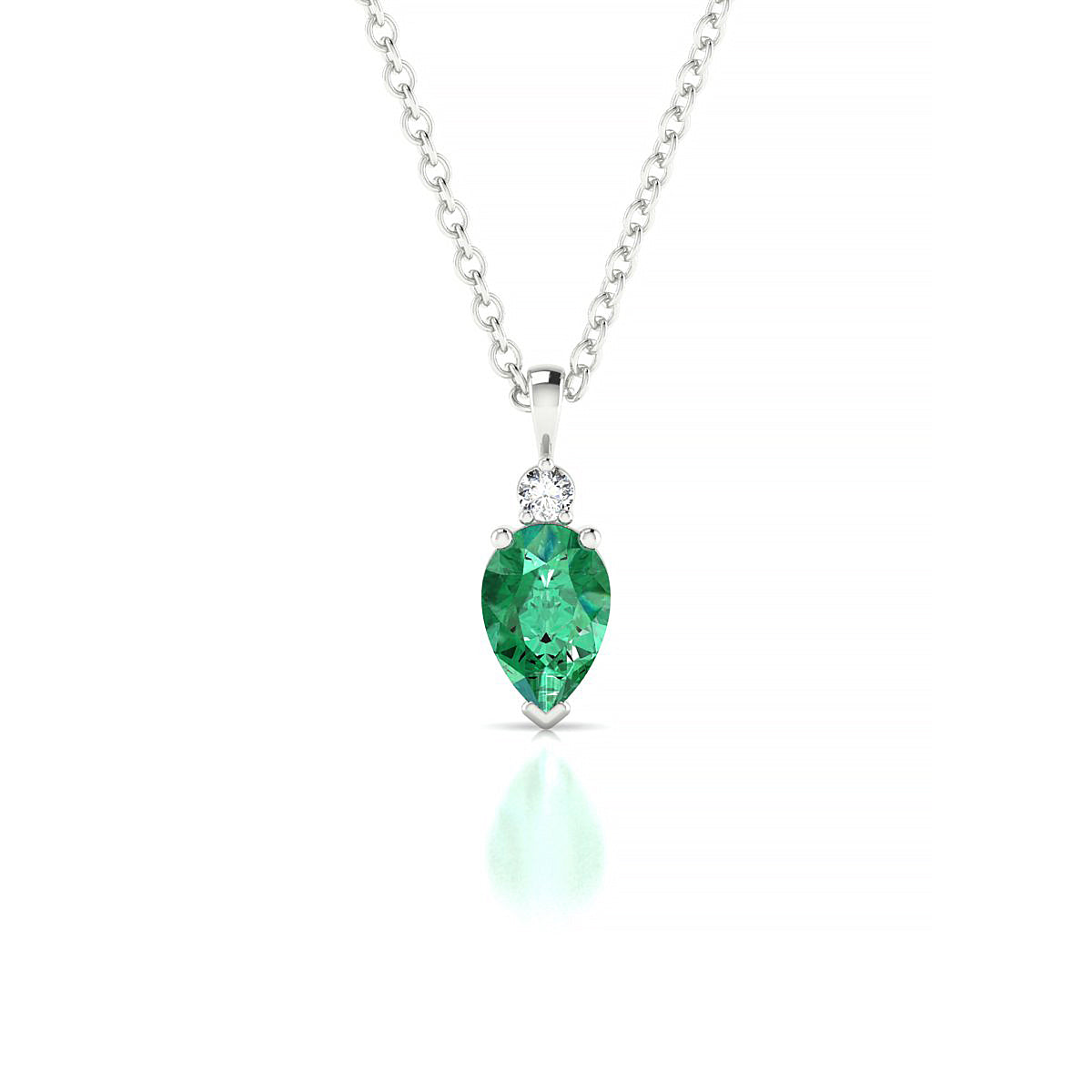 Sparkle | 18k White Gold 6 x 4 mm Pear Emerald Pendant