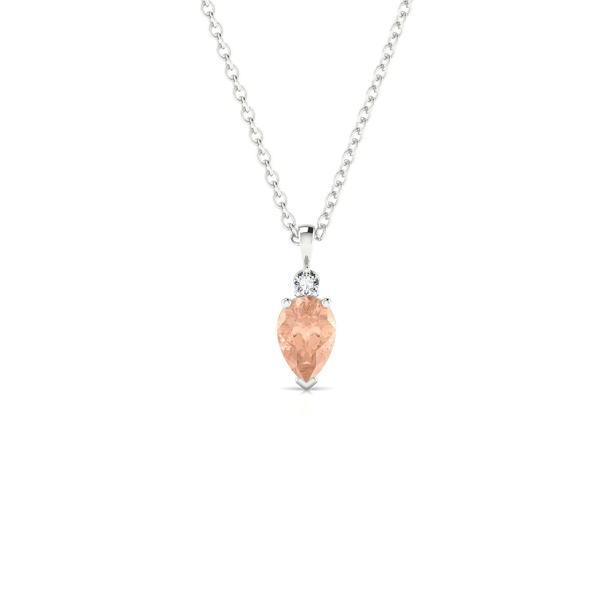 Sparkle | 18k White Gold 6 x 4 mm Pear Morganite Pendant