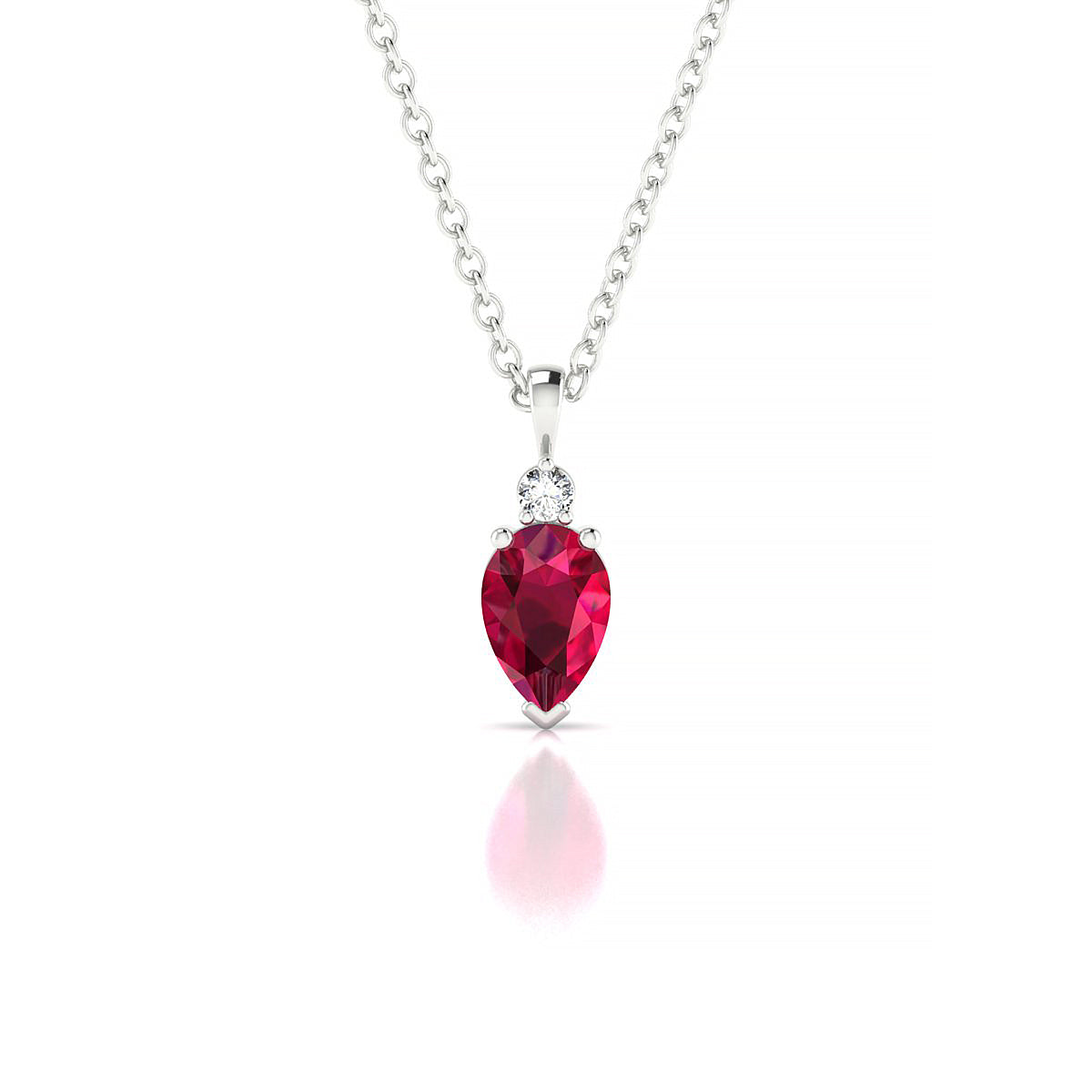Sparkle | 18k White Gold 6 x 4 mm Pear Ruby Pendant