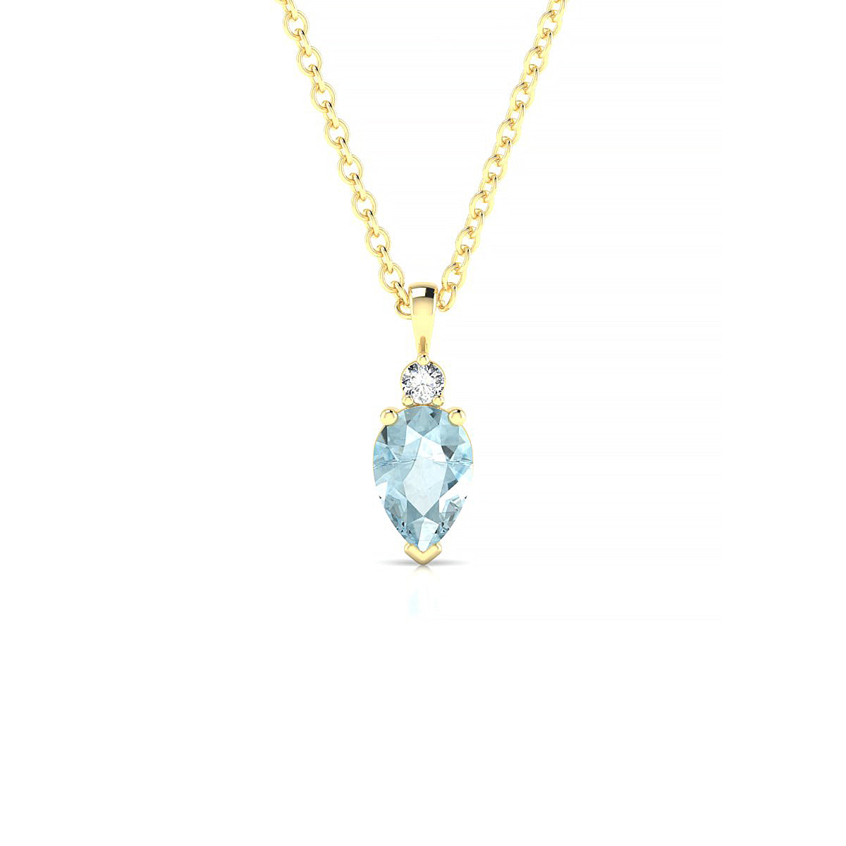 Sparkle | 18k Yellow Gold 6 x 4 mm Pear Aquamarine Pendant