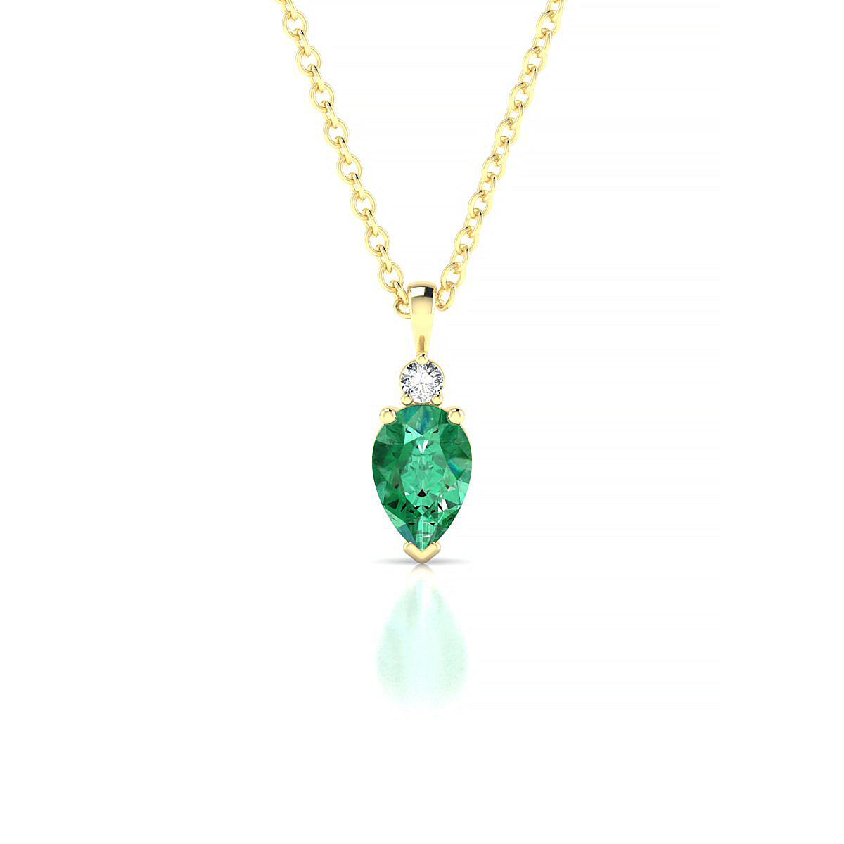 Sparkle | 18k Yellow Gold 6 x 4 mm Pear Emerald Pendant