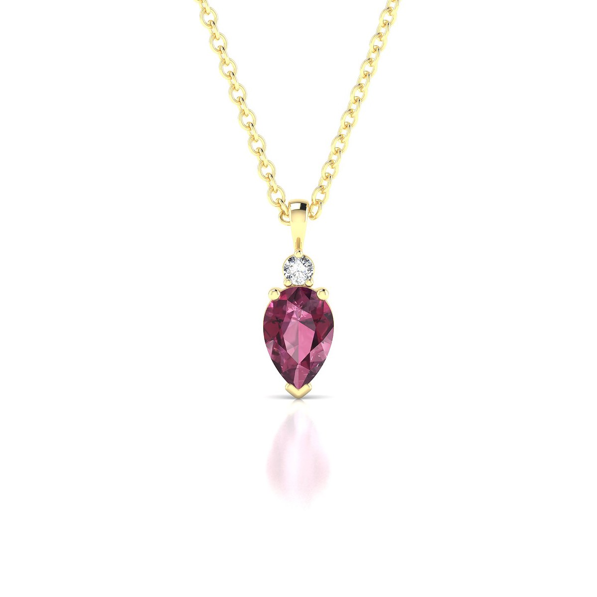 Sparkle | 18k Yellow Gold 6 x 4 mm Pear Rhodolite Pendant