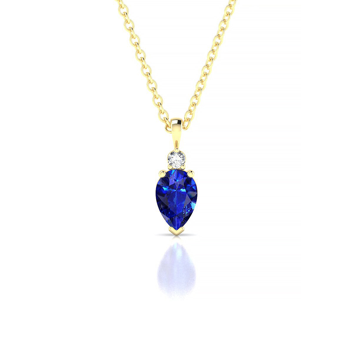 Sparkle | 18k Yellow Gold 6 x 4 mm Pear Sapphire Pendant