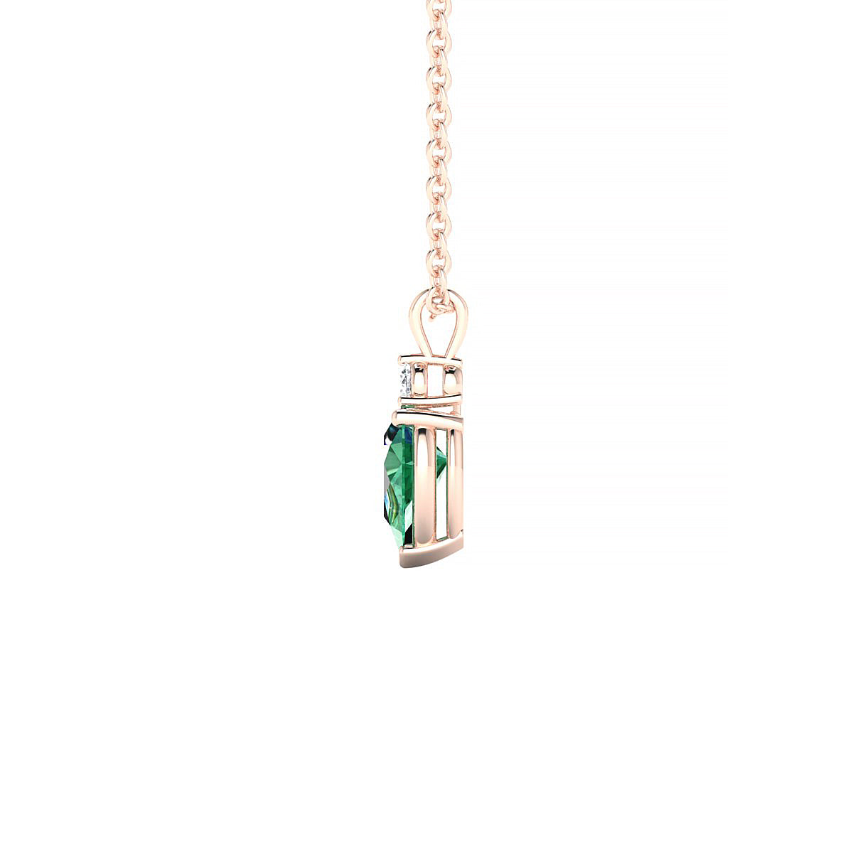 Sparkle | 18k Rose Gold 6 x 4 mm Pear Emerald Pendant