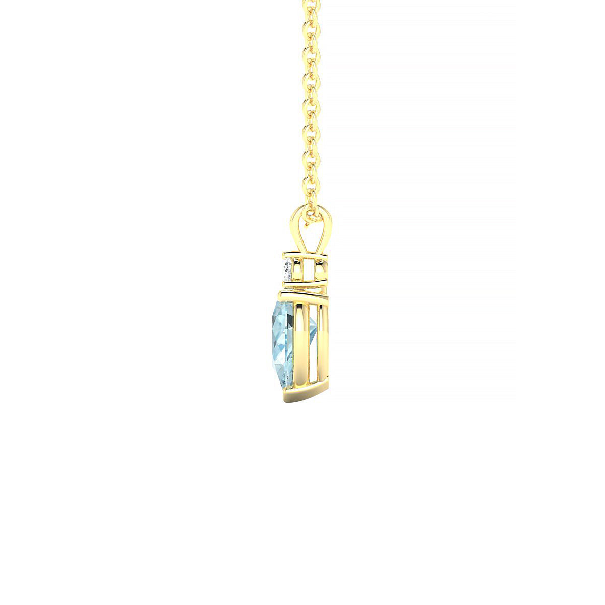 Sparkle | 18k Yellow Gold 6 x 4 mm Pear Aquamarine Pendant