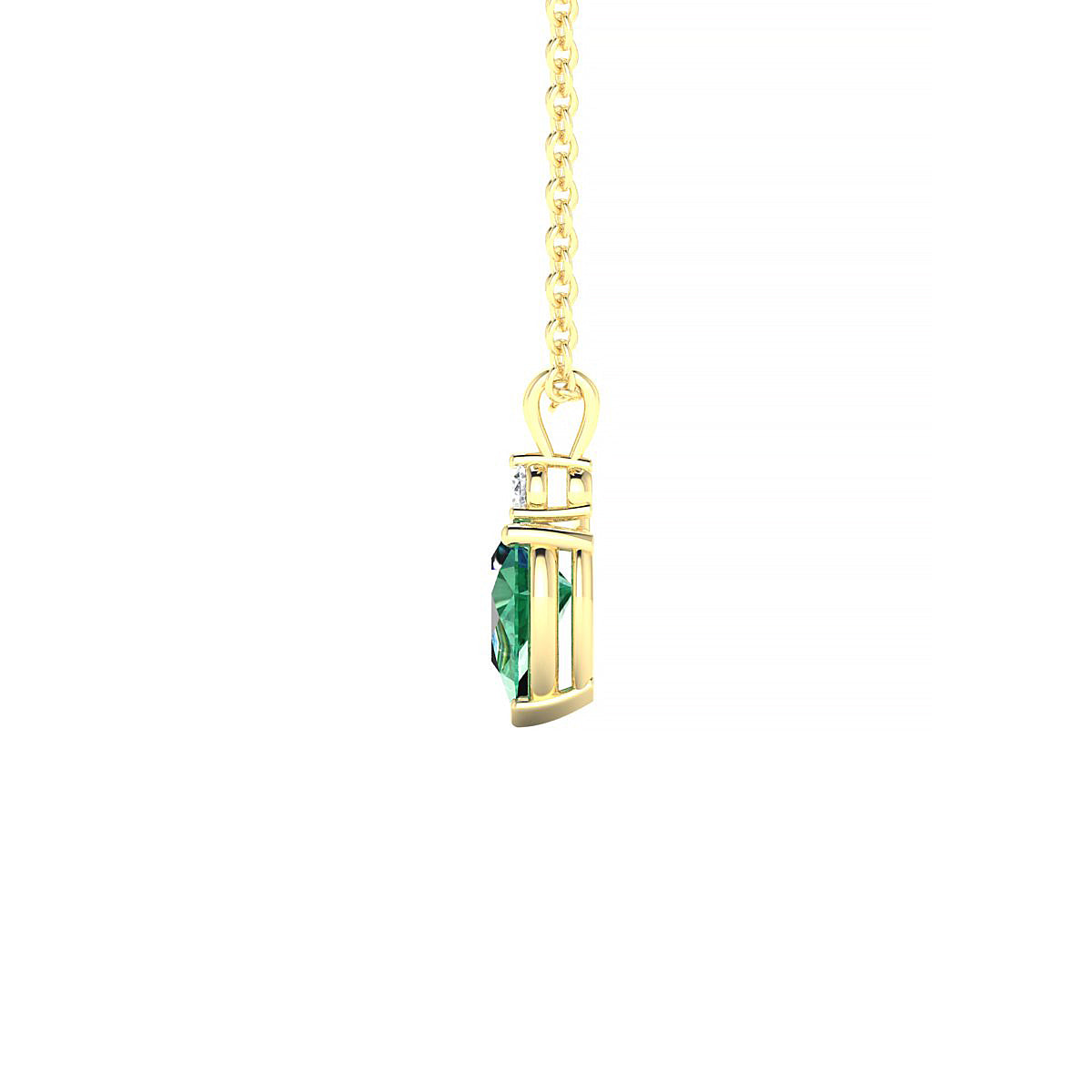 Sparkle | 18k Yellow Gold 6 x 4 mm Pear Emerald Pendant
