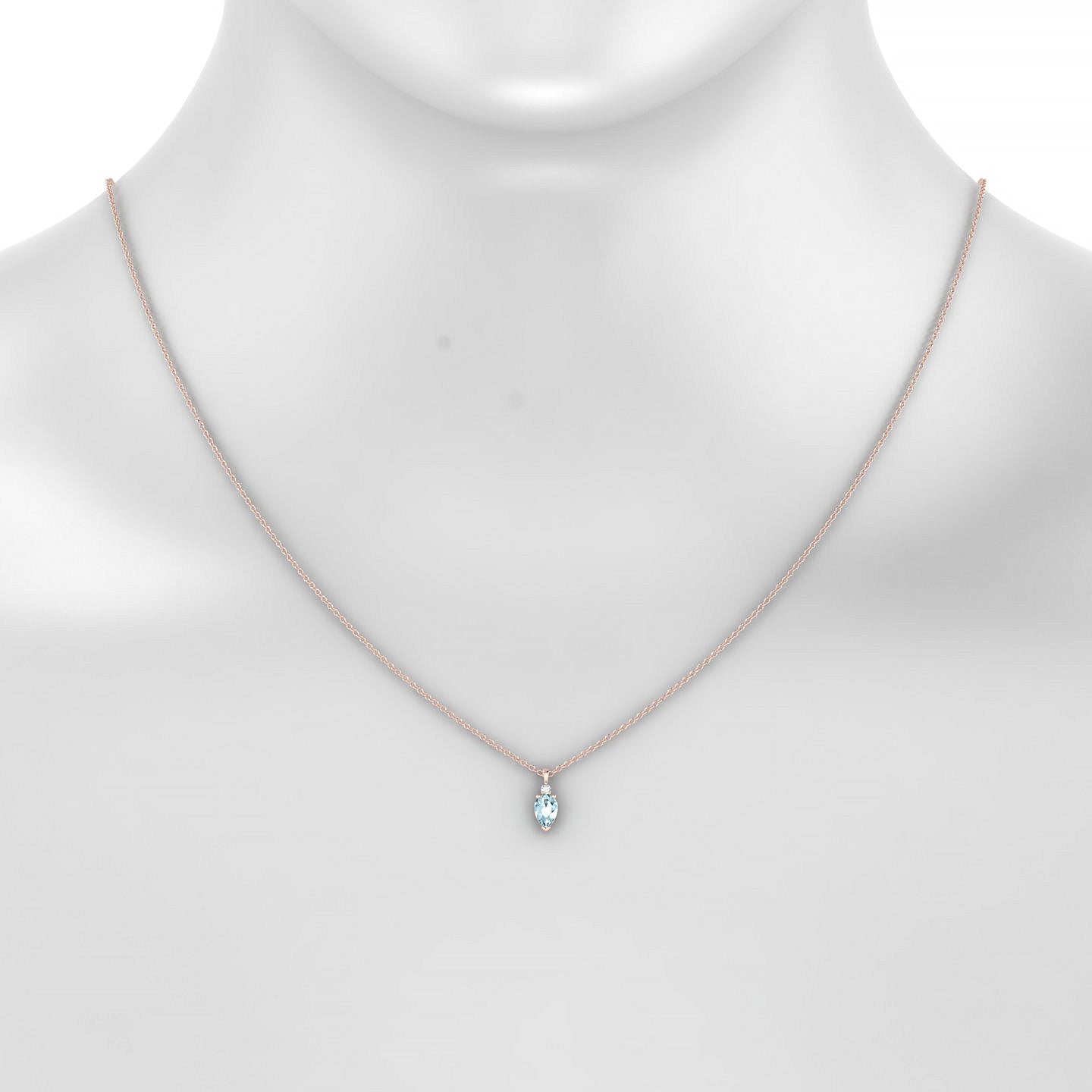 Sparkle | 18k Rose Gold 6 x 4 mm Pear Aquamarine Pendant