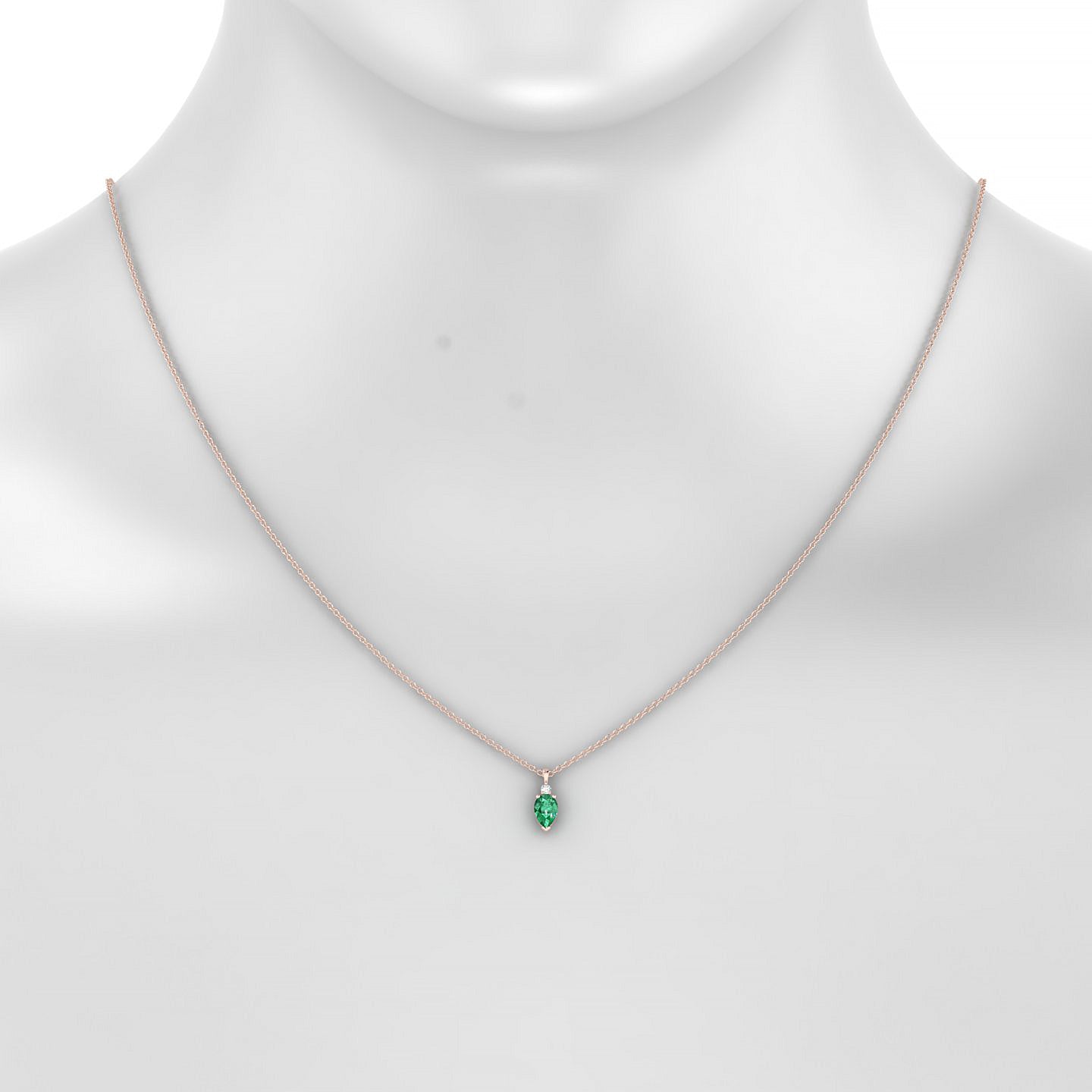 Sparkle | 18k Rose Gold 6 x 4 mm Pear Emerald Pendant