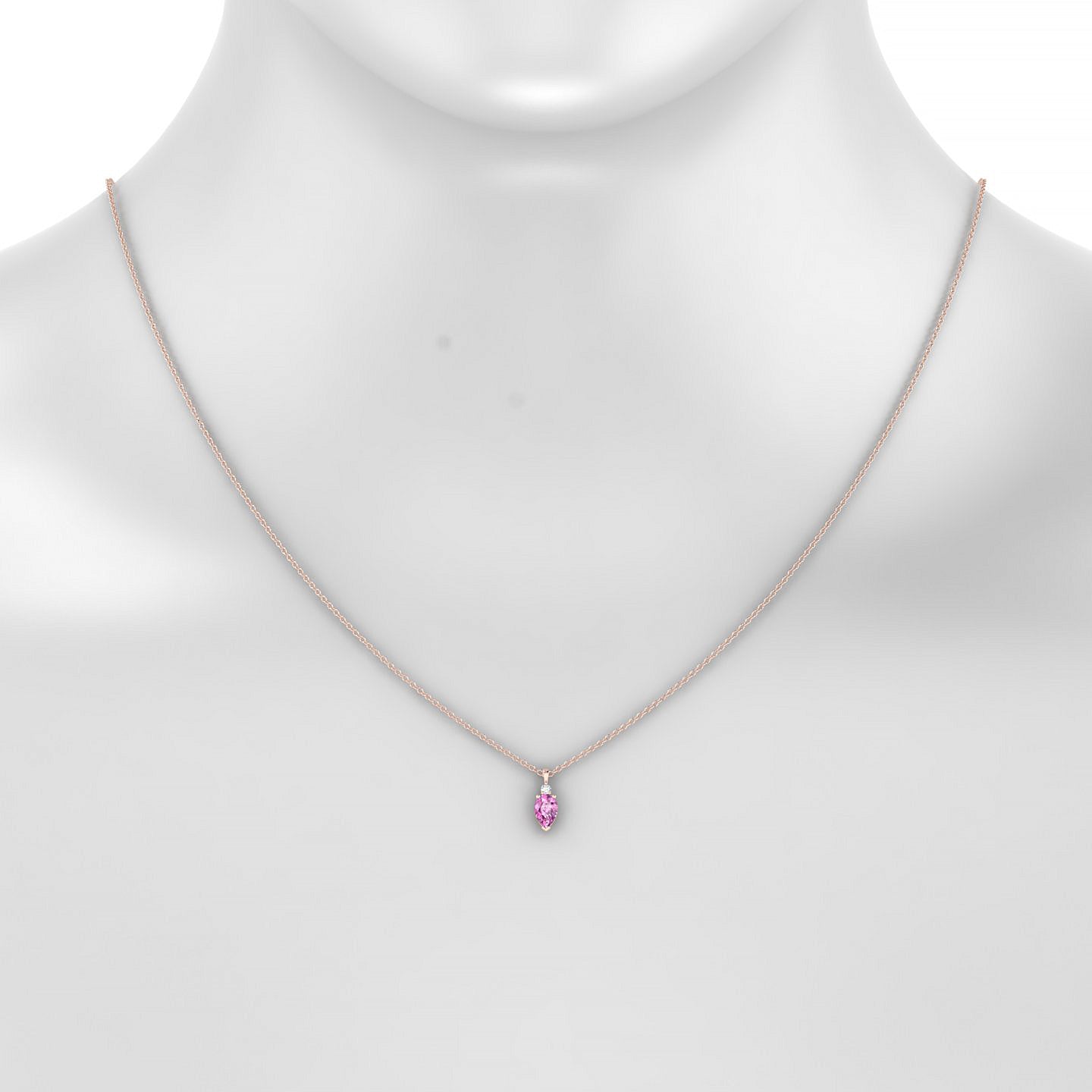 Sparkle | 18k Rose Gold 6 x 4 mm Pear Pink Sapphire Pendant