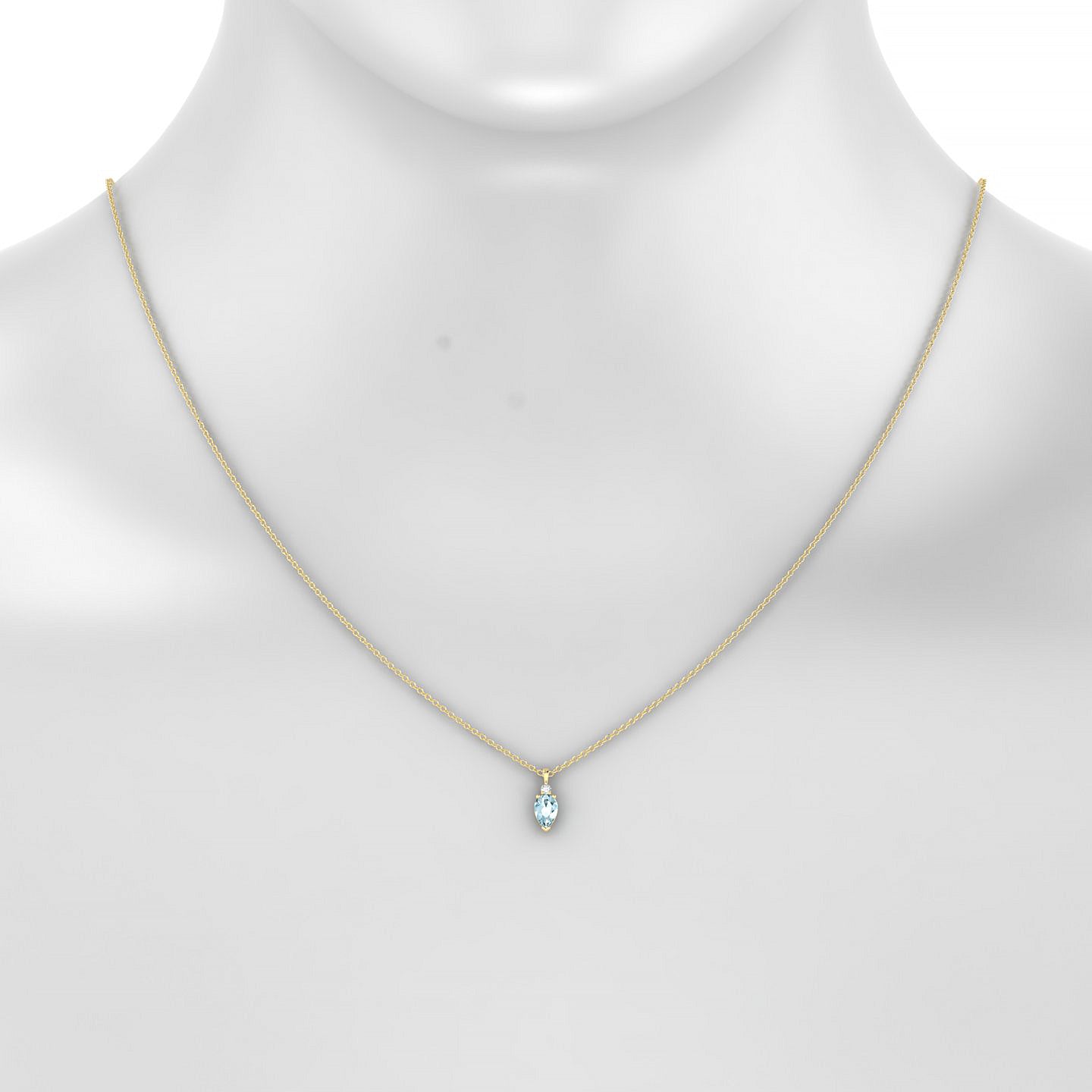 Sparkle | 18k Yellow Gold 6 x 4 mm Pear Aquamarine Pendant