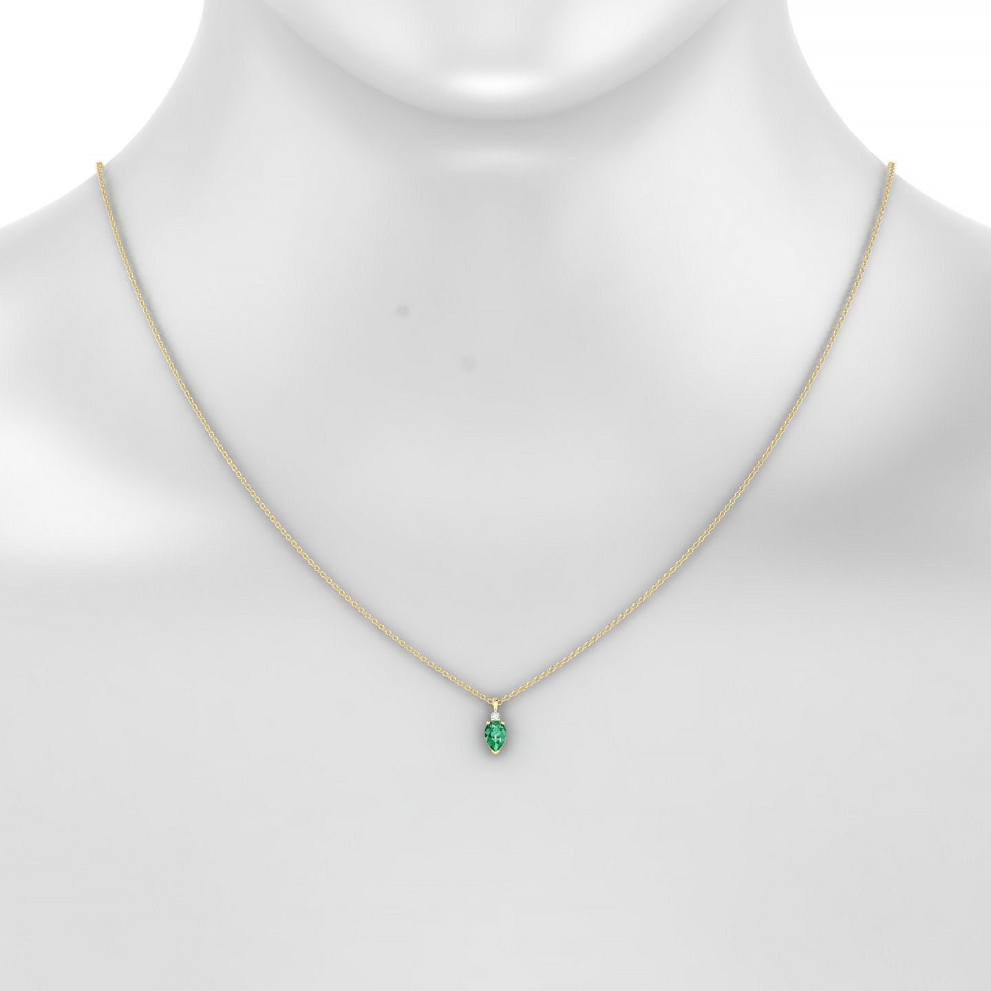 Sparkle | 18k Yellow Gold 6 x 4 mm Pear Emerald Pendant