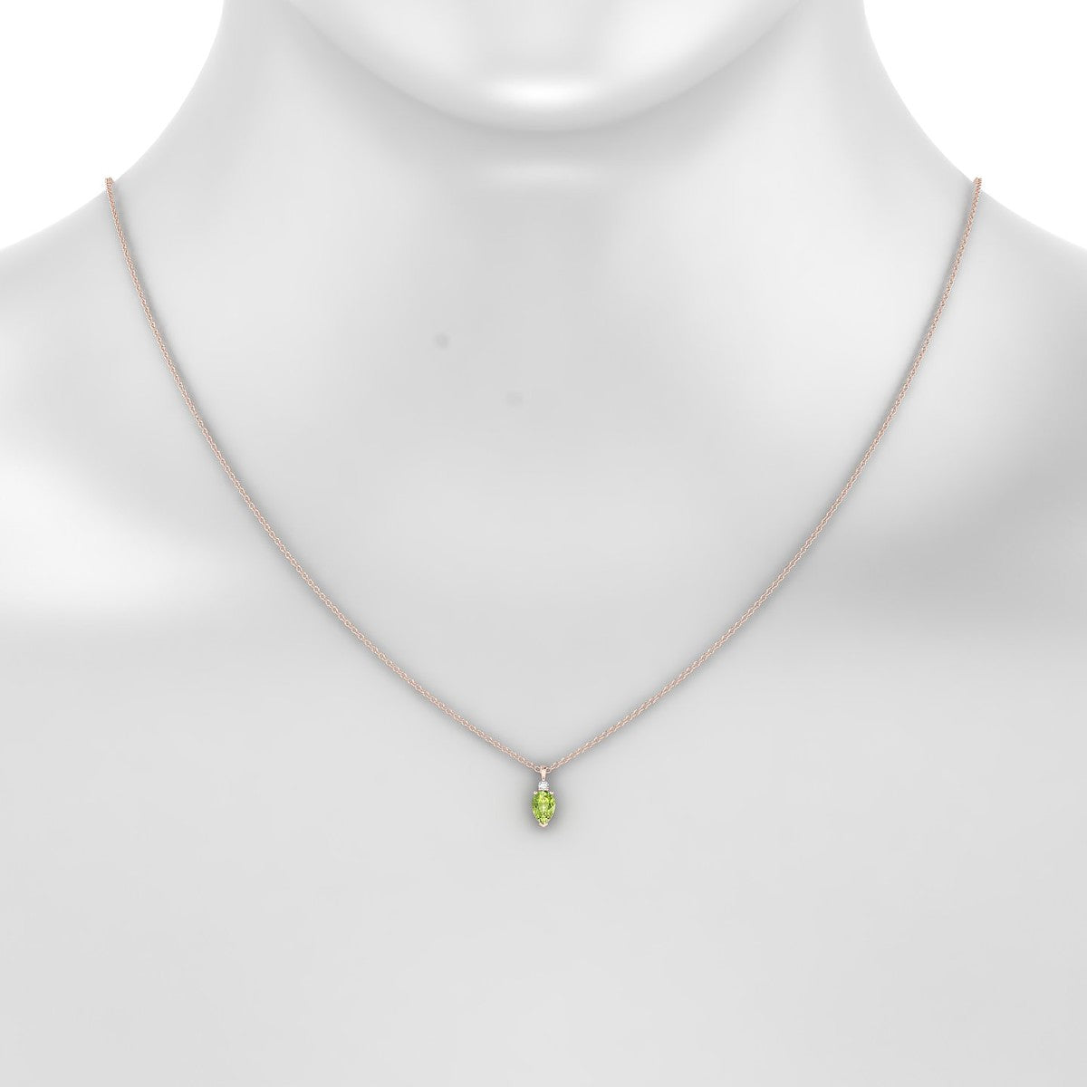 Sparkle | 18k Rose Gold 6 x 4 mm Pear Peridot Pendant