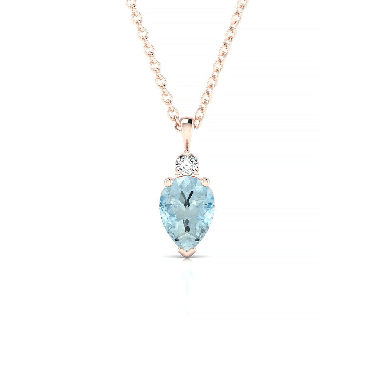 Sparkle | 18k Rose Gold 7 x 5 mm Pear Aquamarine Pendant