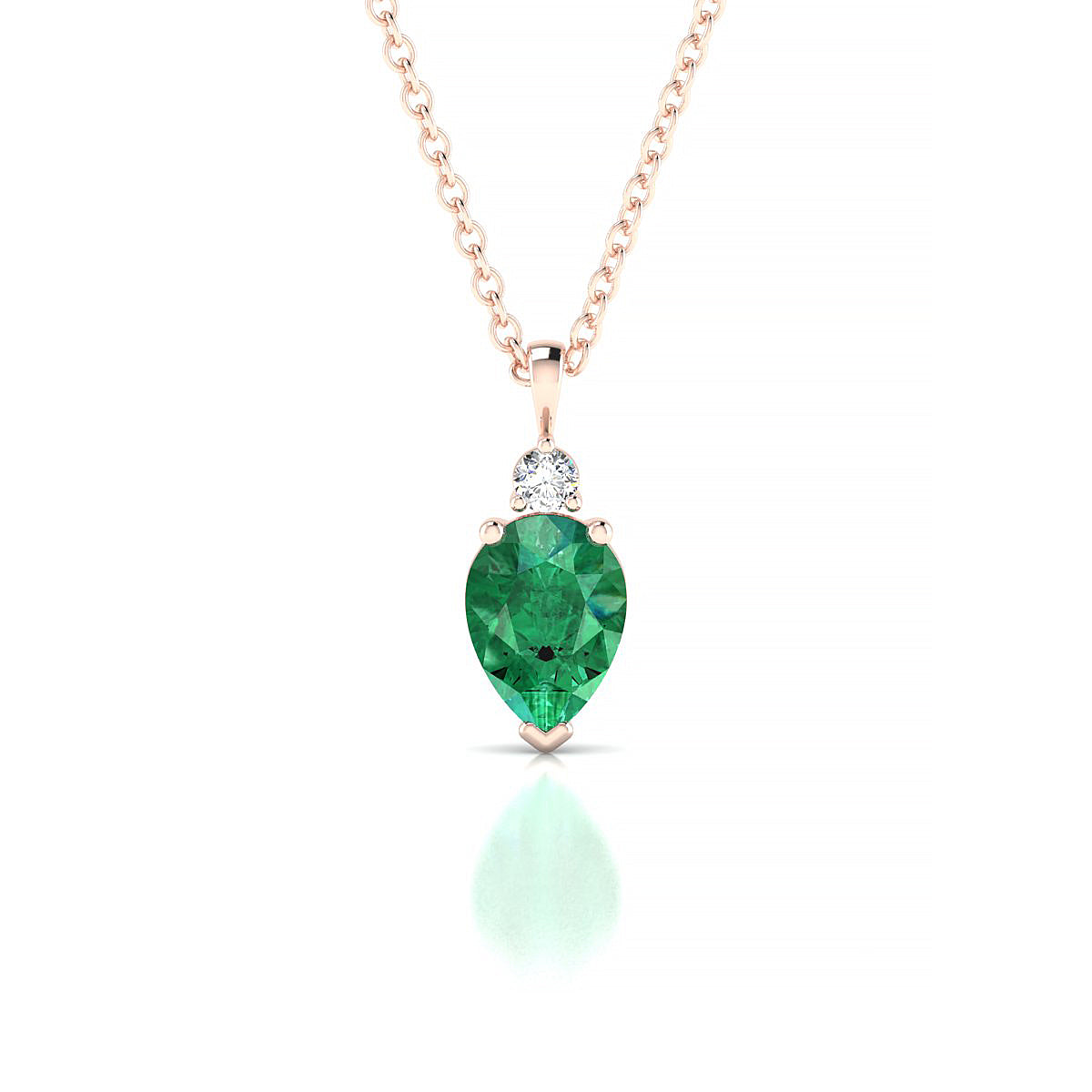 Sparkle | 18k Rose Gold 7 x 5 mm Pear Emerald Pendant