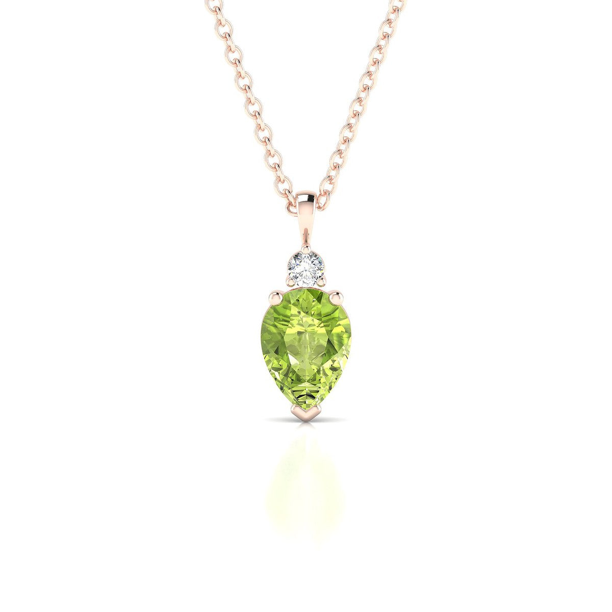 Sparkle | 18k Rose Gold 7 x 5 mm Pear Peridot Pendant