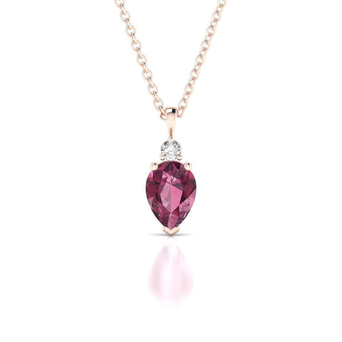Sparkle | 18k Rose Gold 7 x 5 mm Pear Rhodolite Pendant