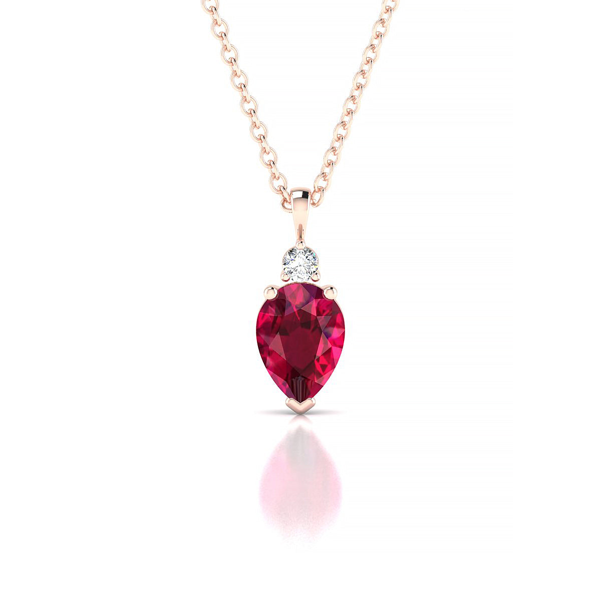 Sparkle | 18k Rose Gold 7 x 5 mm Pear Ruby Pendant