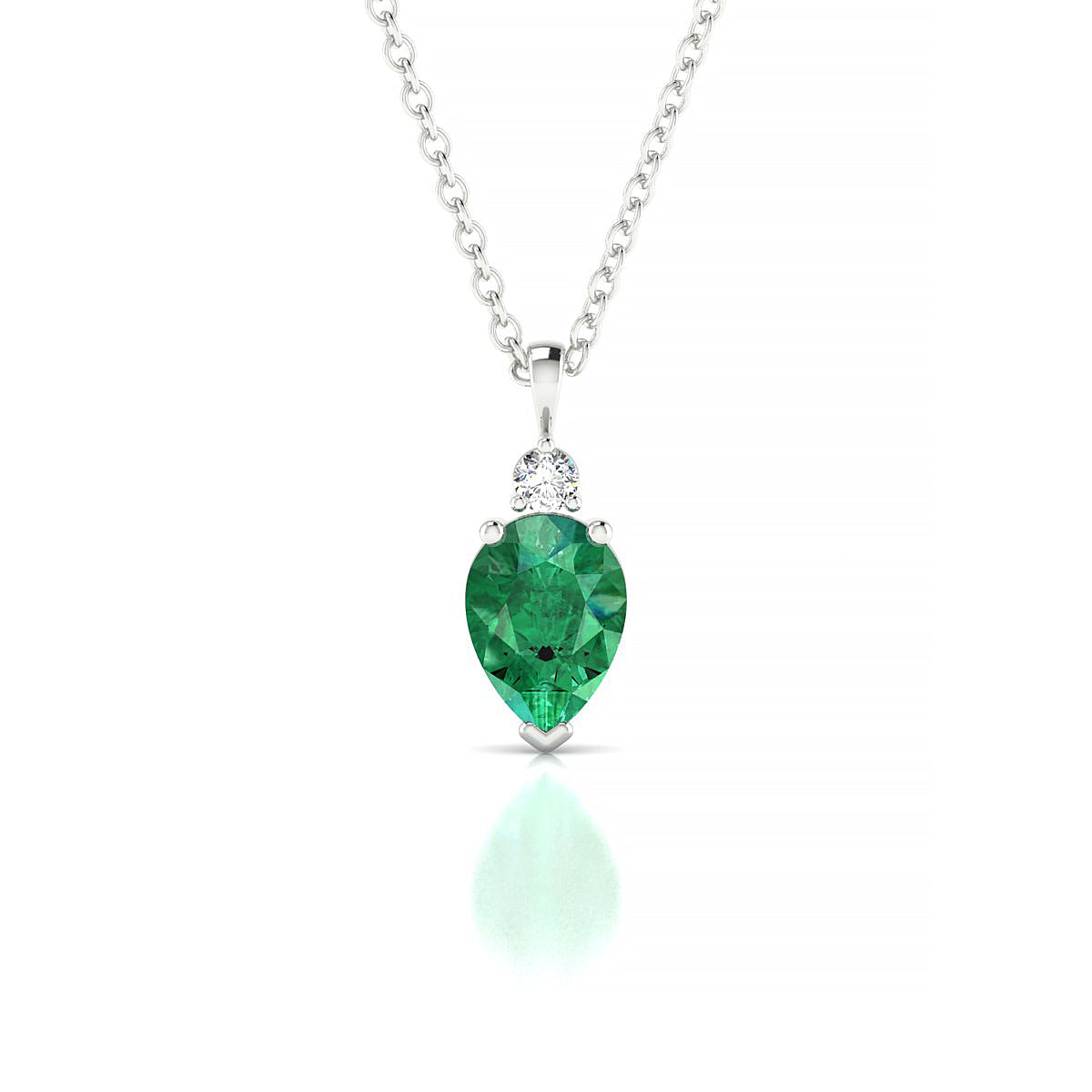 Sparkle | 18k White Gold 7 x 5 mm Pear Emerald Pendant