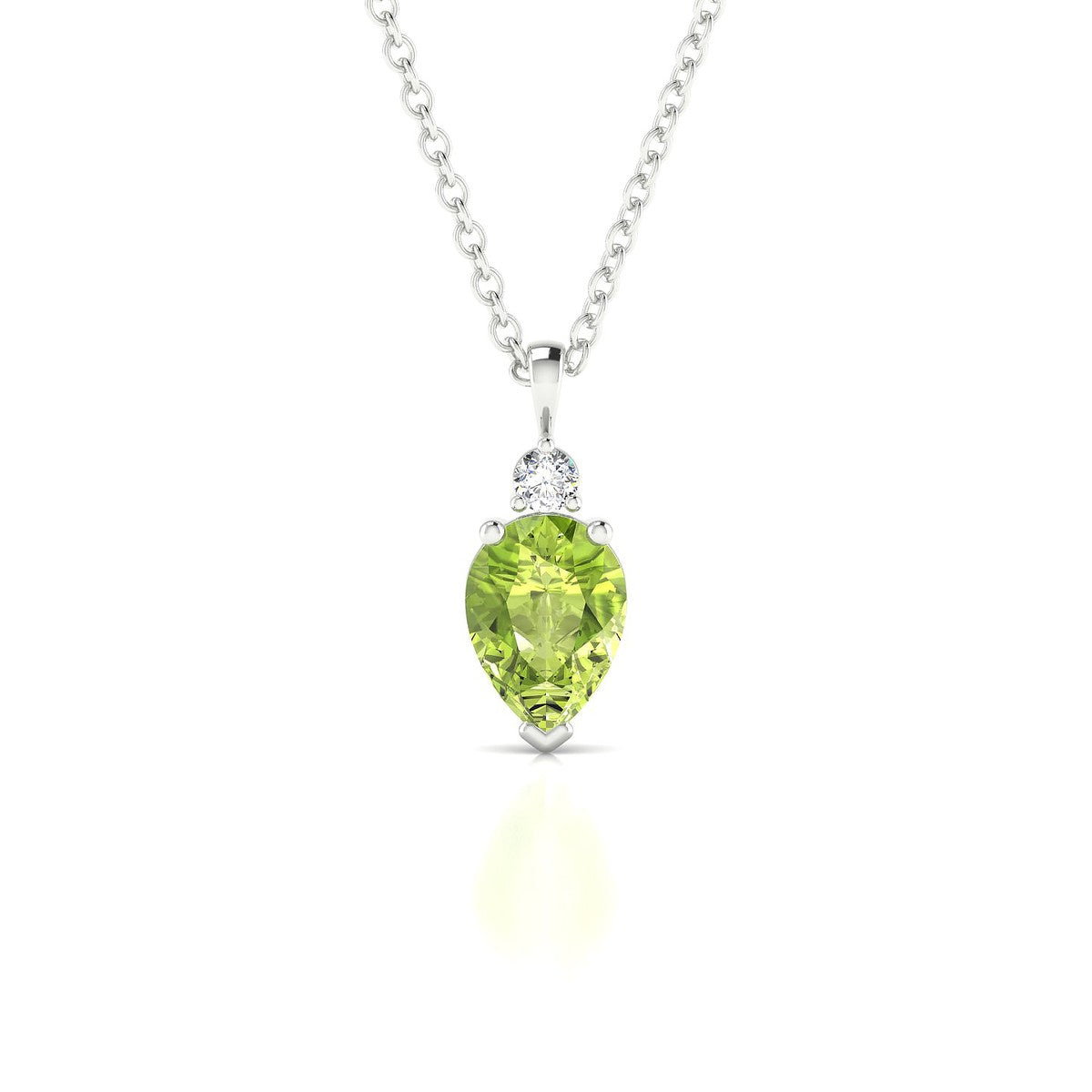 Sparkle | 18k White Gold 7 x 5 mm Pear Peridot Pendant