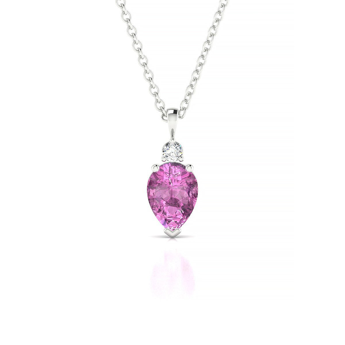 Sparkle | 18k White Gold 7 x 5 mm Pear Pink Sapphire Pendant