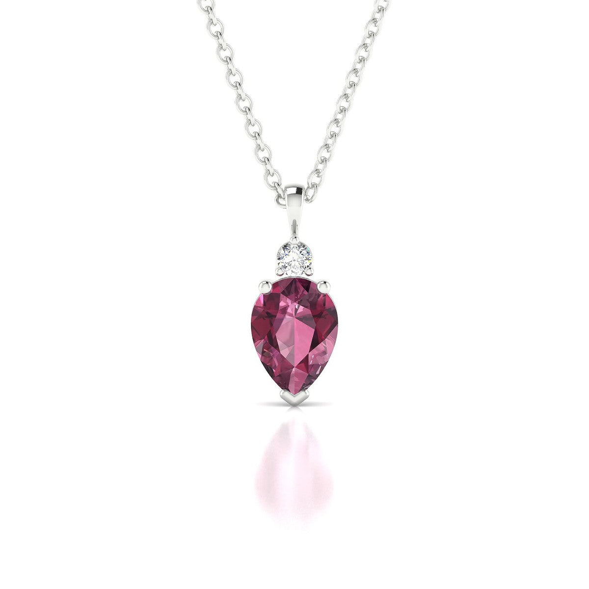 Sparkle | 18k White Gold 7 x 5 mm Pear Rhodolite Pendant