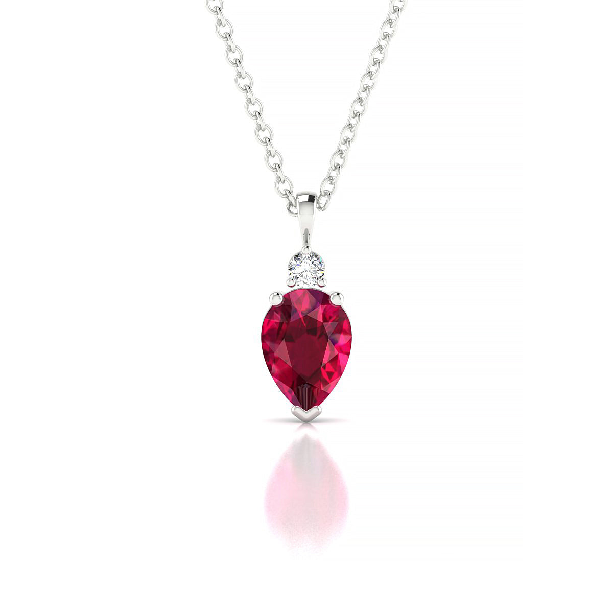 Sparkle | 18k White Gold 7 x 5 mm Pear Ruby Pendant