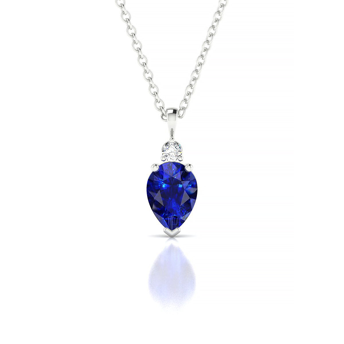 Sparkle | 18k White Gold 7 x 5 mm Pear Sapphire Pendant