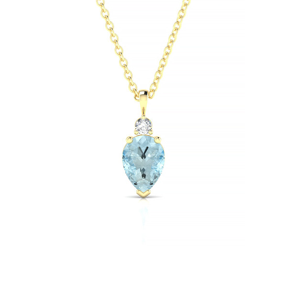 Sparkle | 18k Yellow Gold 7 x 5 mm Pear Aquamarine Pendant