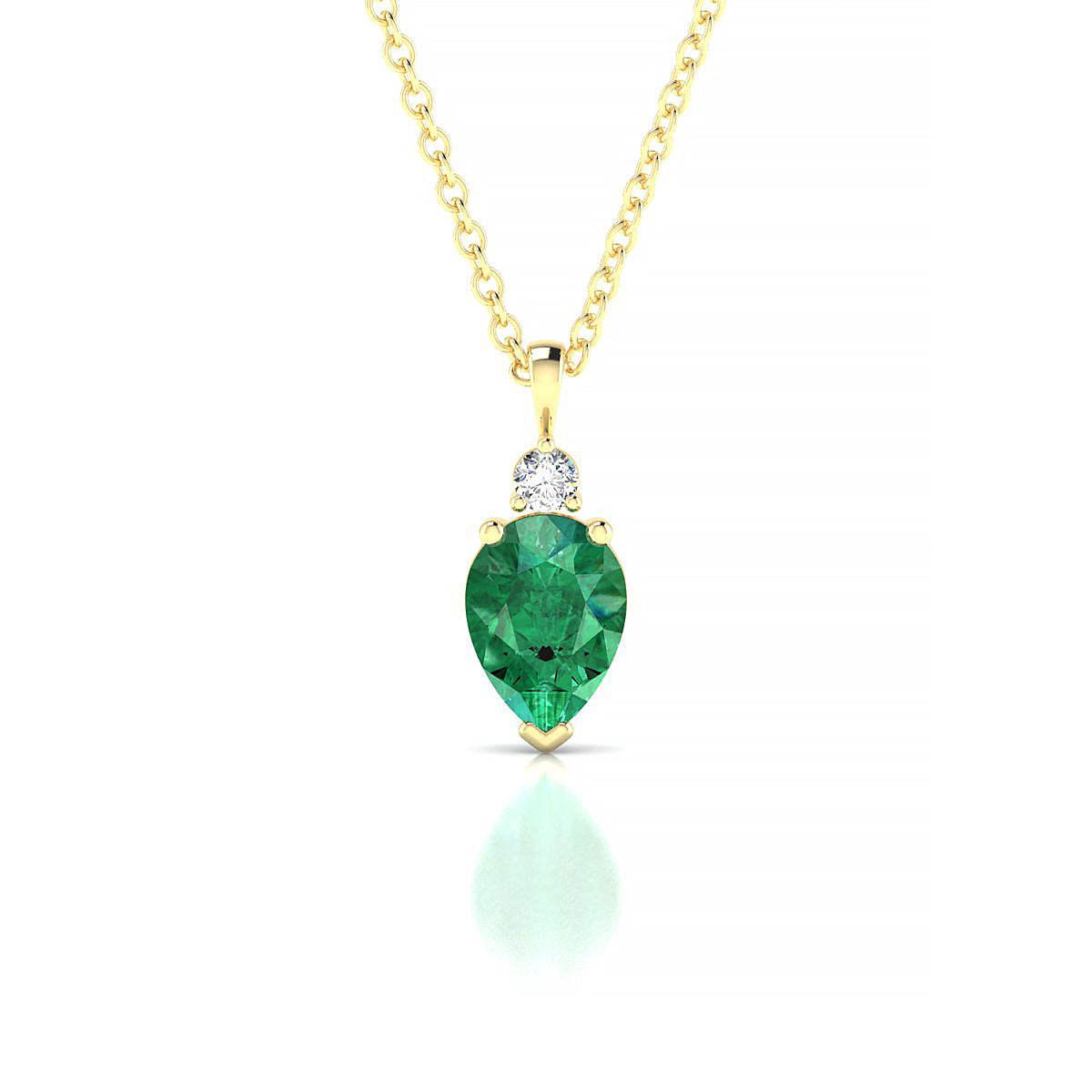 Sparkle | 18k Yellow Gold 7 x 5 mm Pear Emerald Pendant