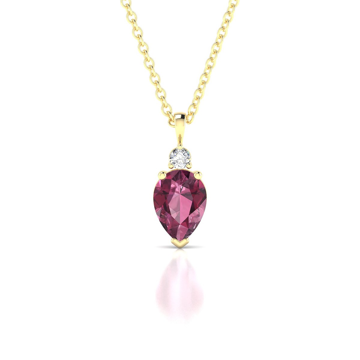 Sparkle | 18k Yellow Gold 7 x 5 mm Pear Rhodolite Pendant