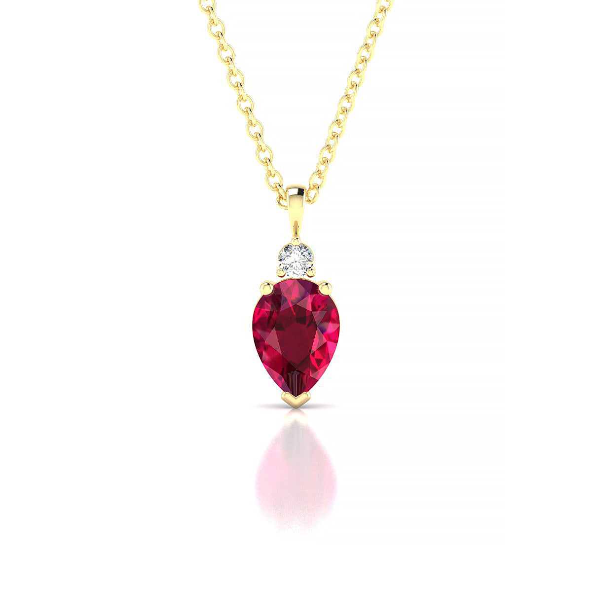 Sparkle | 18k Yellow Gold 7 x 5 mm Pear Ruby Pendant