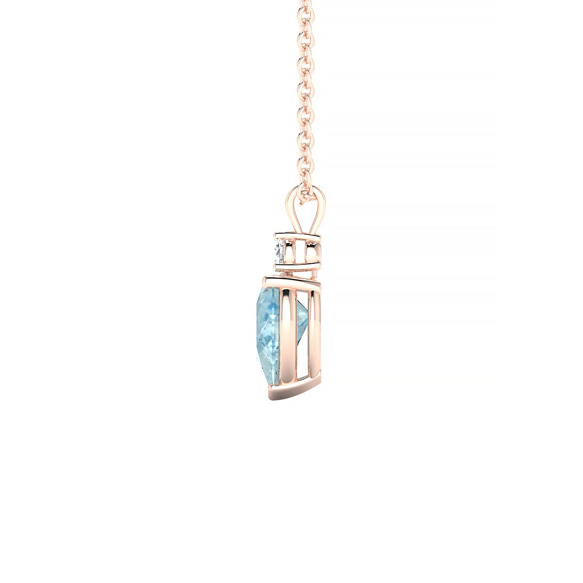 Sparkle | 18k Rose Gold 7 x 5 mm Pear Aquamarine Pendant