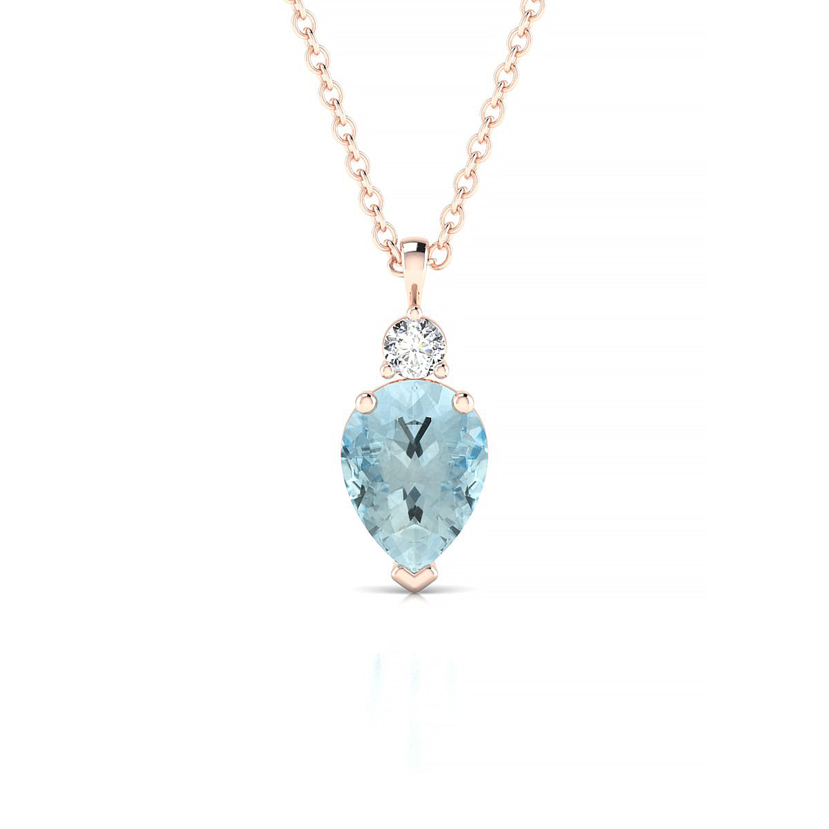 Sparkle | 18k Rose Gold 8 x 6 mm Pear Aquamarine Pendant