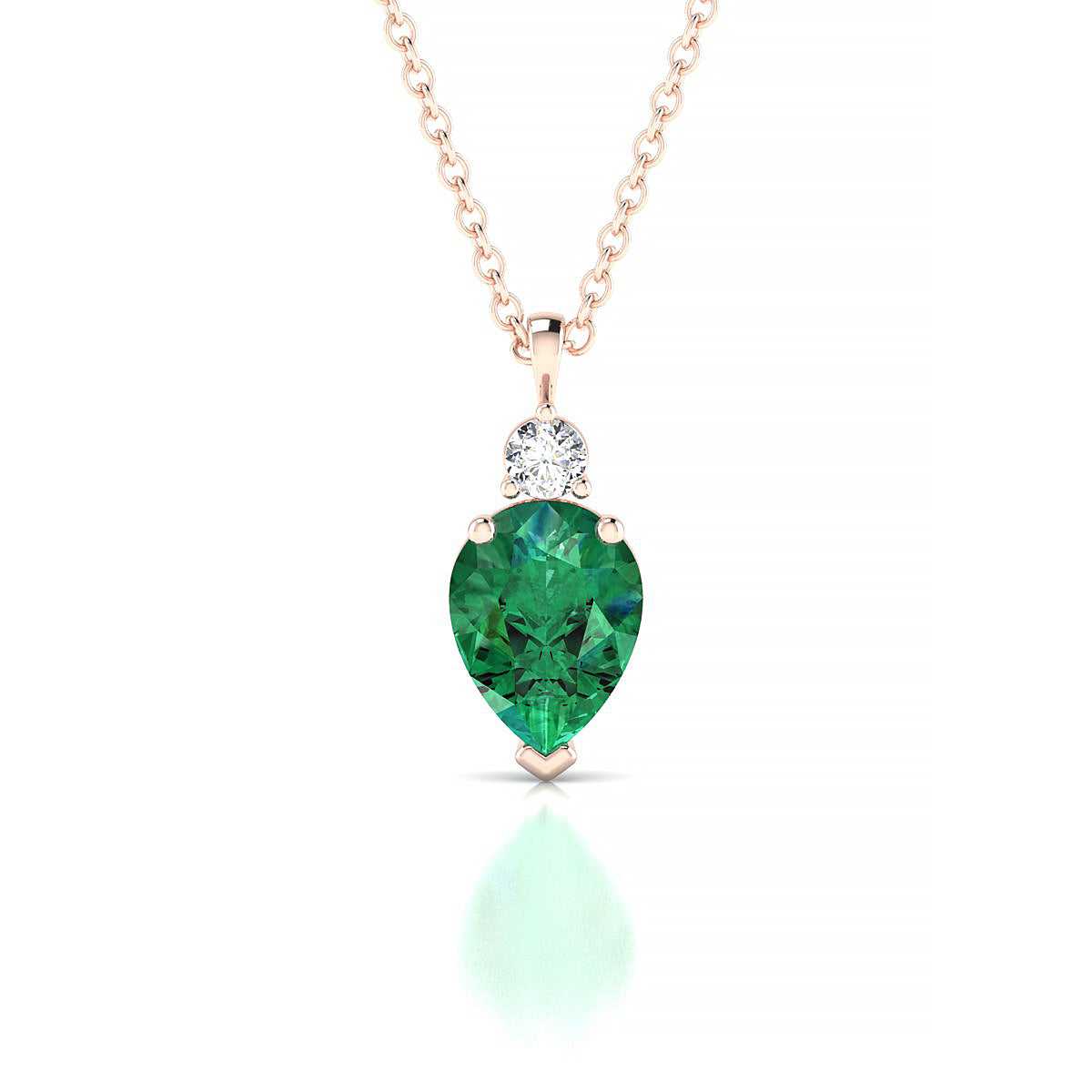 Sparkle | 18k Rose Gold 8 x 6 mm Pear Emerald Pendant