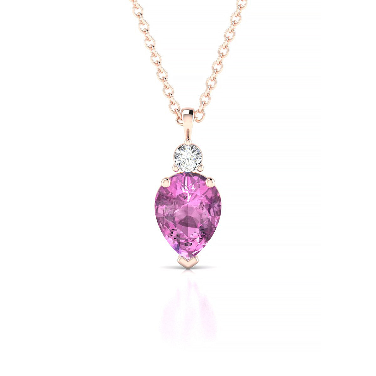 Sparkle | 18k Rose Gold 8 x 6 mm Pear Pink Sapphire Pendant