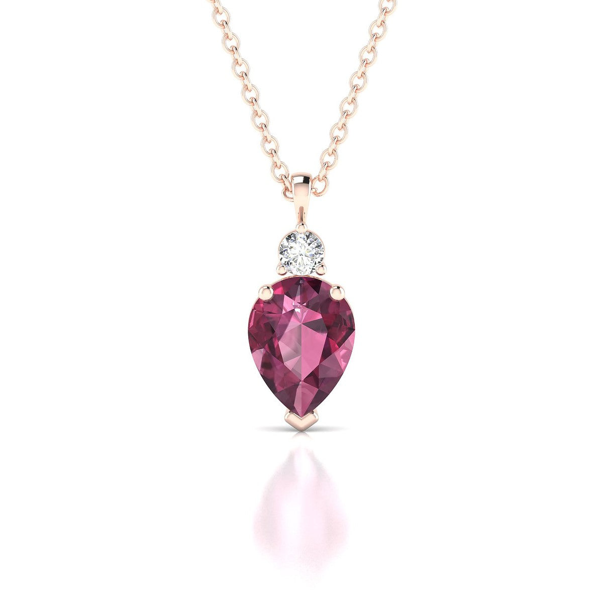 Sparkle | 18k Rose Gold 8 x 6 mm Pear Rhodolite Pendant