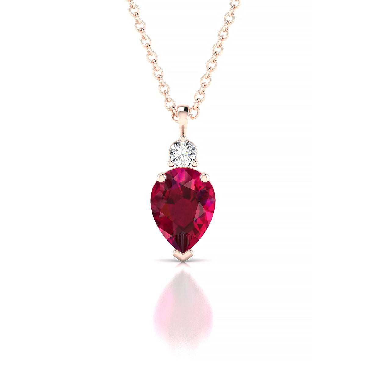 Sparkle | 18k Rose Gold 8 x 6 mm Pear Ruby Pendant