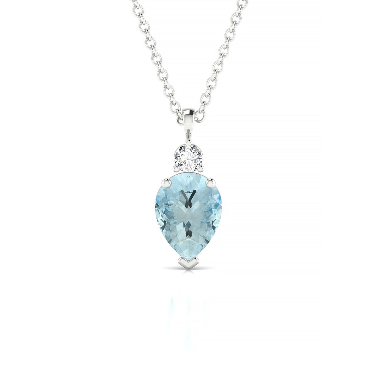 Sparkle | 18k White Gold 8 x 6 mm Pear Aquamarine Pendant