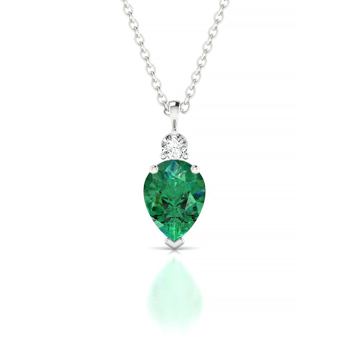 Sparkle | 18k White Gold 8 x 6 mm Pear Emerald Pendant