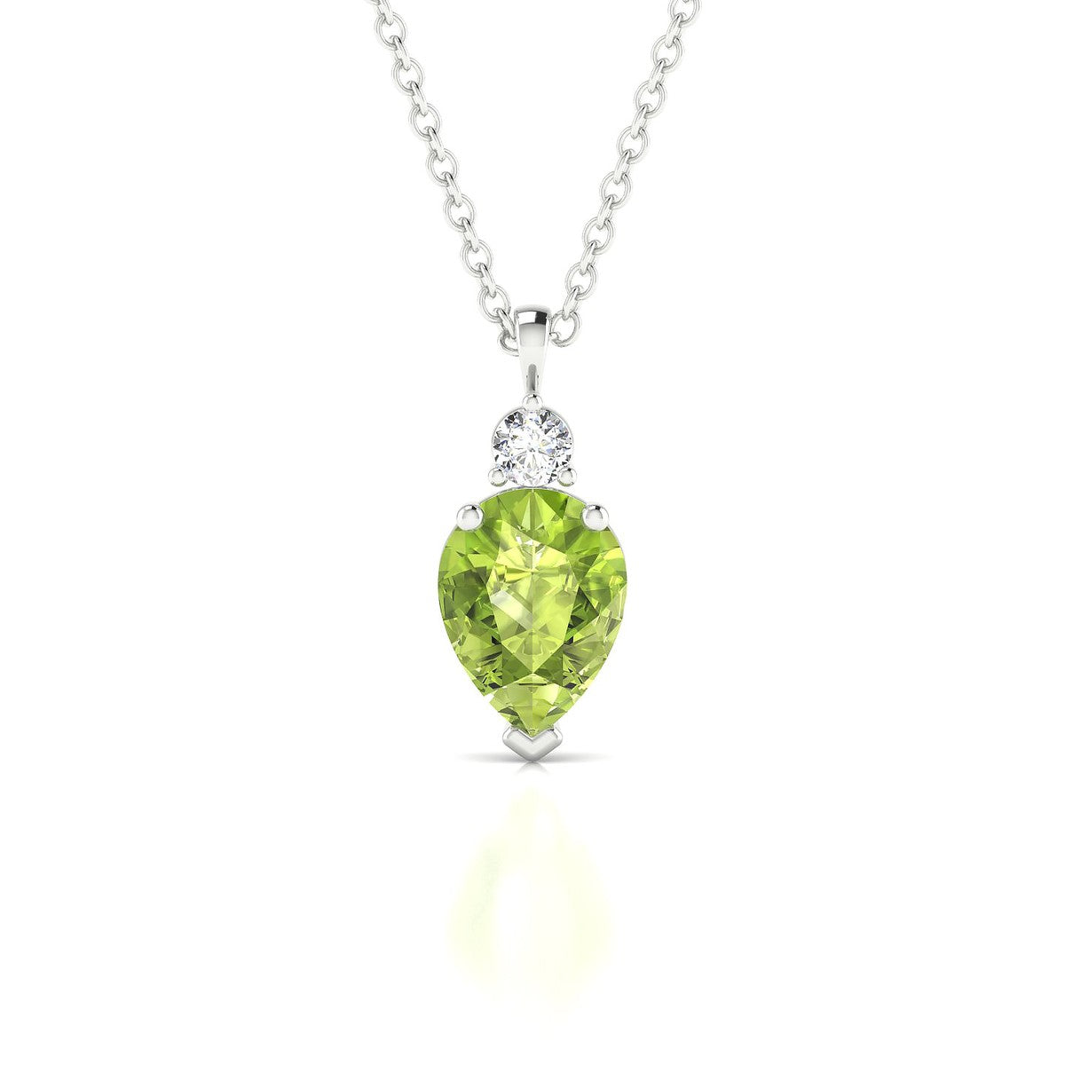 Sparkle | 18k White Gold 8 x 6 mm Pear Peridot Pendant