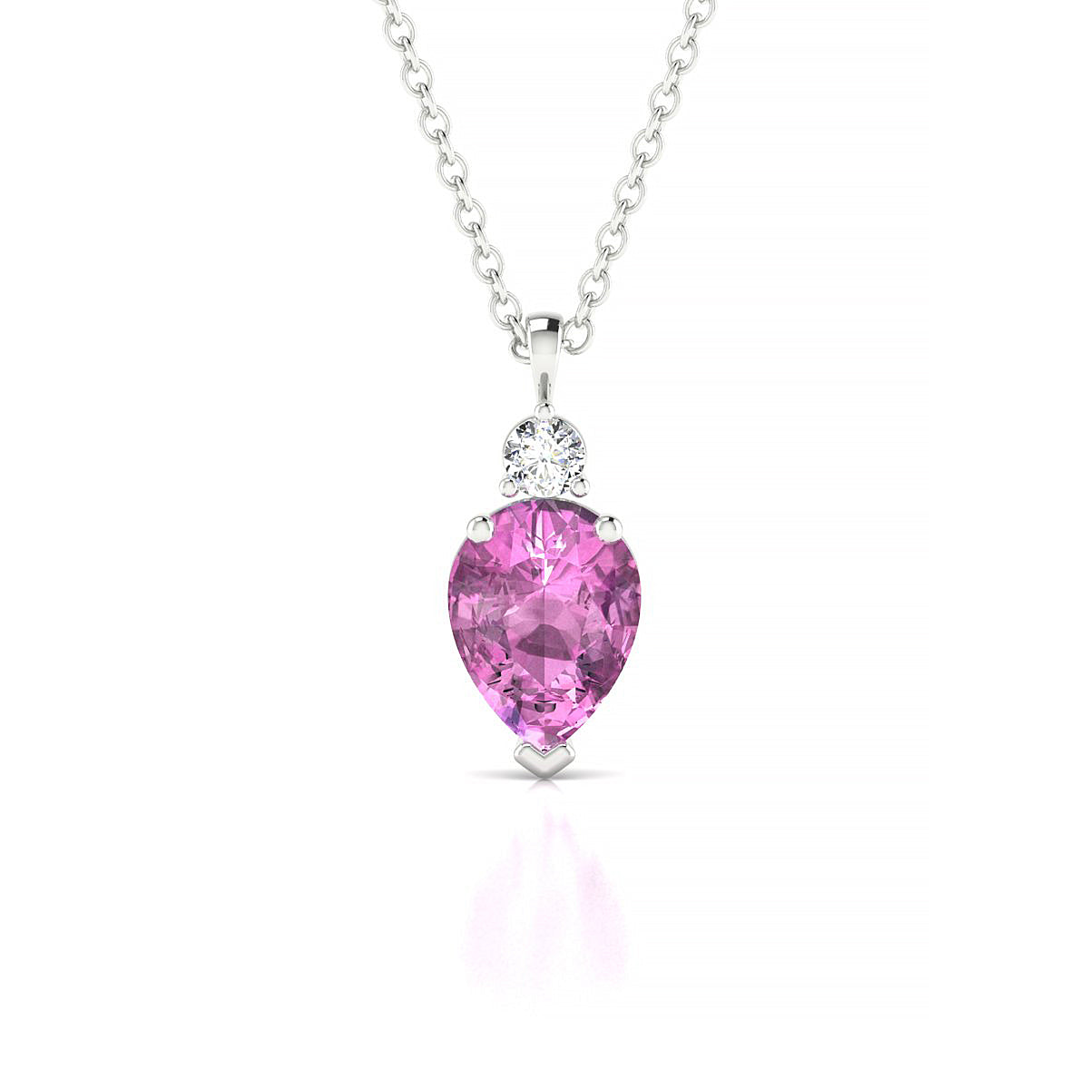 Sparkle | 18k White Gold 8 x 6 mm Pear Pink Sapphire Pendant