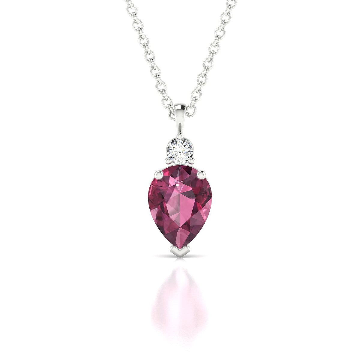 Sparkle | 18k White Gold 8 x 6 mm Pear Rhodolite Pendant