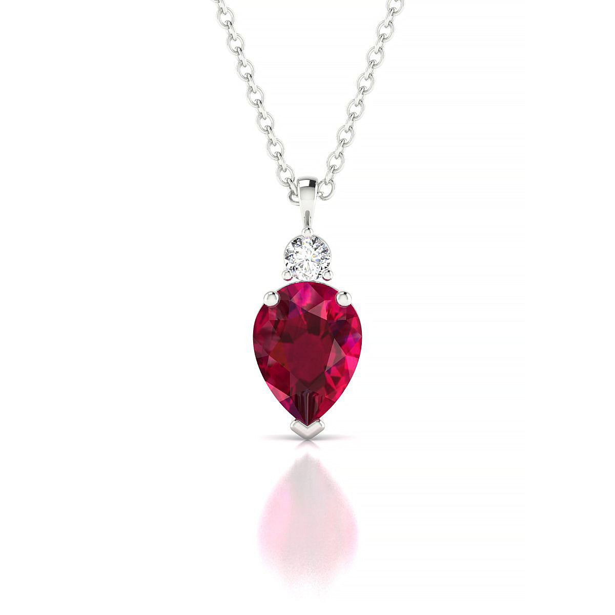 Sparkle | 18k White Gold 8 x 6 mm Pear Ruby Pendant